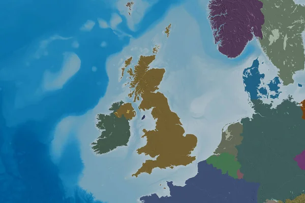 Розширена Територія Великої Британії Кольорові Карти Висот Візуалізація — стокове фото