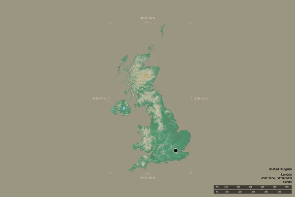 Área Del Reino Unido Aislada Sobre Fondo Sólido Una Caja — Foto de Stock