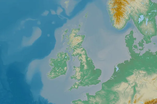 Área Alargada Reino Unido Mapa Topográfico Relevo Renderização — Fotografia de Stock