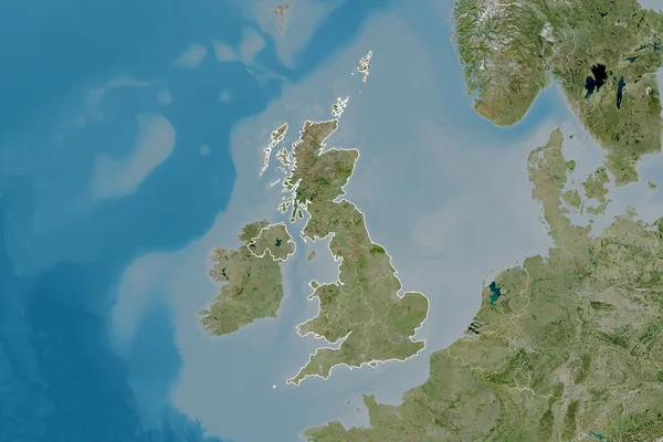 Área Estendida Reino Unido Com Contorno País Fronteiras Internacionais Regionais — Fotografia de Stock