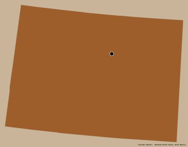 Colorado 'nun şekli, Birleşik Devletler' in anakara eyaleti, başkenti katı renk arka planında izole edilmiş. Desenli dokuların bileşimi. 3B görüntüleme