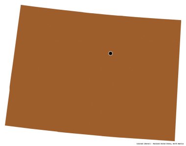 Colorado 'nun şekli, Birleşik Devletler Anakara Eyaleti, başkenti beyaz arka planda izole edilmiş. Desenli dokuların bileşimi. 3B görüntüleme