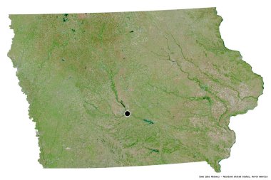 Birleşik Devletler 'in Iowa eyaleti, başkenti beyaz arka planda izole edilmiş. Uydu görüntüleri. 3B görüntüleme