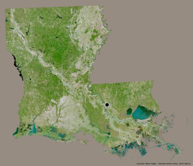 Louisiana 'nın şekli, Birleşik Devletler' in anakarasının başkenti katı bir renk arkaplanı ile izole edilmiştir. Uydu görüntüleri. 3B görüntüleme
