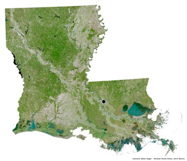 Louisiana 'nın şekli, Amerika Birleşik Devletleri' nin başkenti, beyaz arka planda izole edilmiş. Uydu görüntüleri. 3B görüntüleme