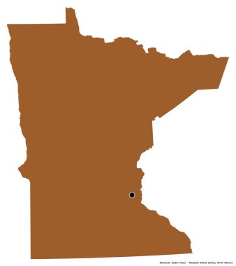 Minnesota 'nın şekli, Birleşik Devletler Anakara Eyaleti, başkenti beyaz arka planda izole edilmiş. Desenli dokuların bileşimi. 3B görüntüleme