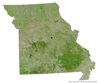 Missouri 'nin şekli, Birleşik Devletler' in başkenti, beyaz arka planda izole edilmiş. Uydu görüntüleri. 3B görüntüleme