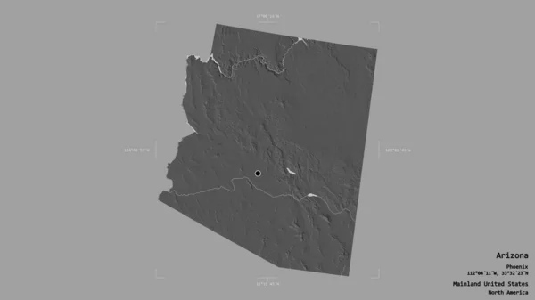 Arizona Területe Egyesült Államok Kontinentális Része Szilárd Háttérrel Elszigetelve Egy — Stock Fotó