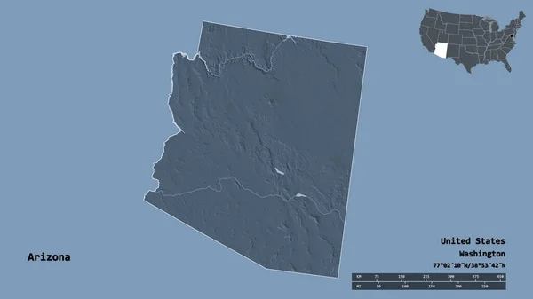 Forma Arizona Estado Continente Dos Estados Unidos Com Sua Capital — Fotografia de Stock