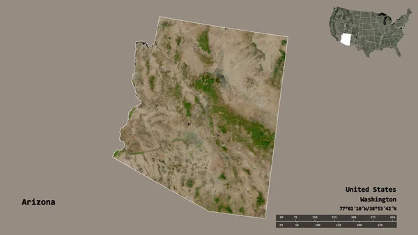 Forma Arizona Estado Continente Dos Estados Unidos Com Sua Capital — Fotografia de Stock