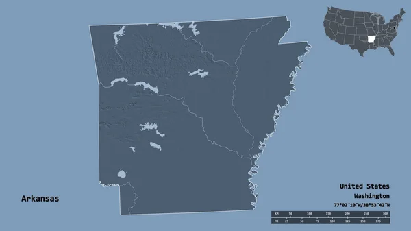 Forma Arkansas Estado Continente Dos Estados Unidos Com Sua Capital — Fotografia de Stock