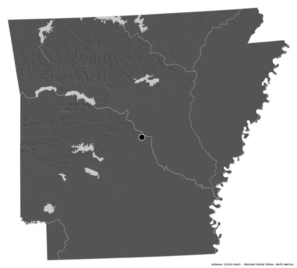 Shape Arkansas Bundesstaat Festland Der Vereinigten Staaten Mit Seiner Hauptstadt — Stockfoto