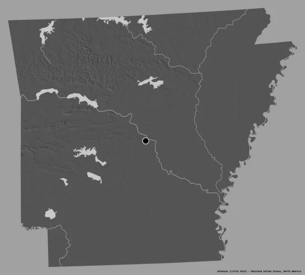 Forma Arkansas Estado Estados Unidos Continental Con Capital Aislada Sobre —  Fotos de Stock