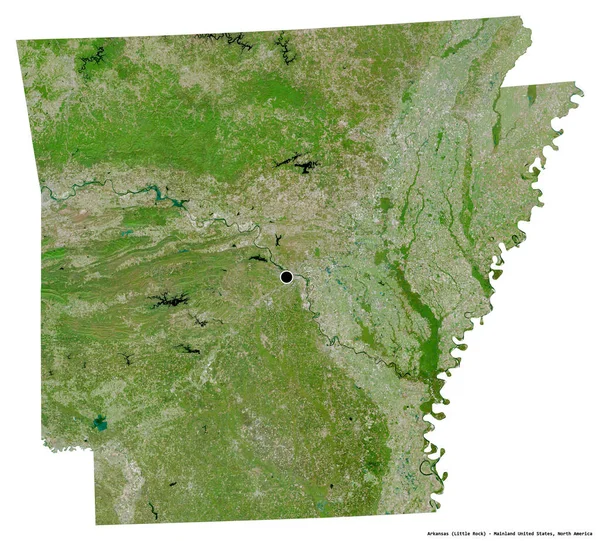 Forme Arkansas État Continent Américain Avec Capitale Isolée Sur Fond — Photo
