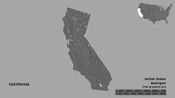 Shape California Estado Estados Unidos Continental Con Capital Aislada Sobre —  Fotos de Stock
