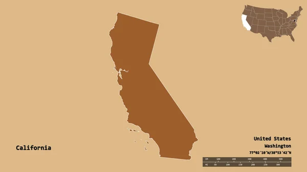 Shape California Estado Estados Unidos Continental Con Capital Aislada Sobre —  Fotos de Stock