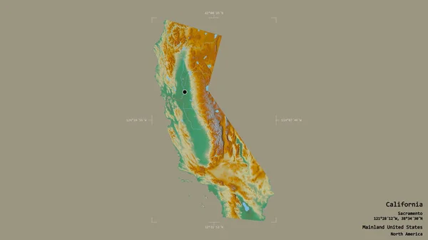 Área California Estado Los Estados Unidos Continentales Aislada Fondo Sólido — Foto de Stock