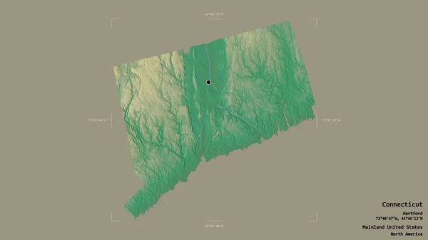 Connecticut Bölgesi Birleşik Devletler Anakara Eyaleti Jeoreferatlı Bir Sınır Kutusunda — Stok fotoğraf