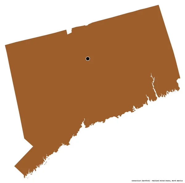 Forma Del Connecticut Stato Degli Stati Uniti Continentali Con Sua — Foto Stock