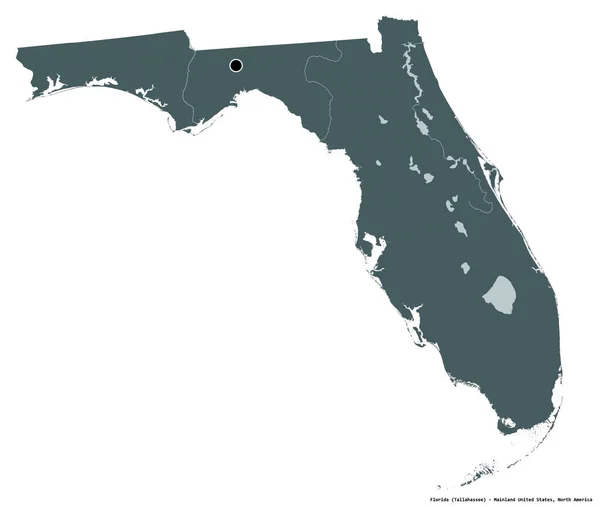 Alakja Florida Állam Kontinentális Egyesült Államok Főváros Elszigetelt Fehér Alapon — Stock Fotó