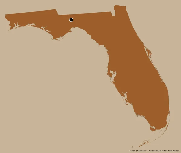 Shape Florida Estado Estados Unidos Continental Con Capital Aislada Sobre — Foto de Stock