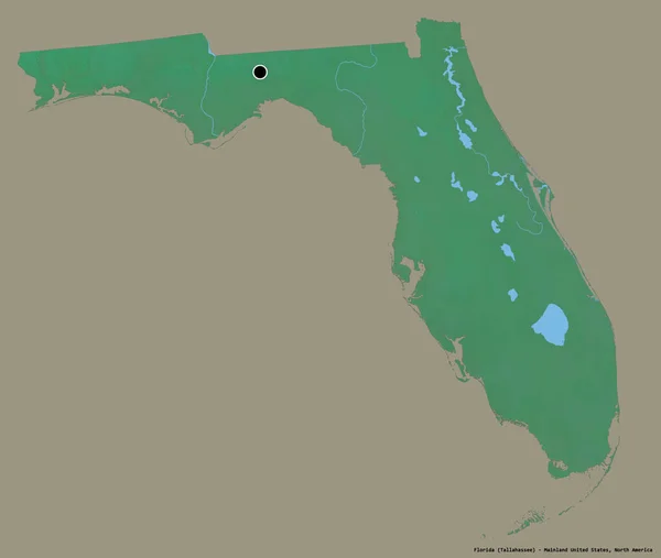 Forma Flórida Estado Continente Estados Unidos Com Sua Capital Isolada — Fotografia de Stock