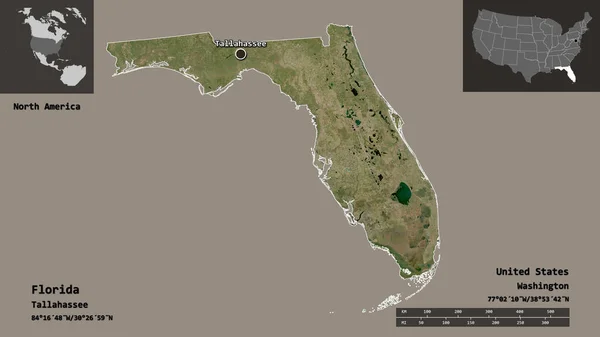 Shape Florida State Mainland United States Its Capital Escala Distancia — Foto de Stock