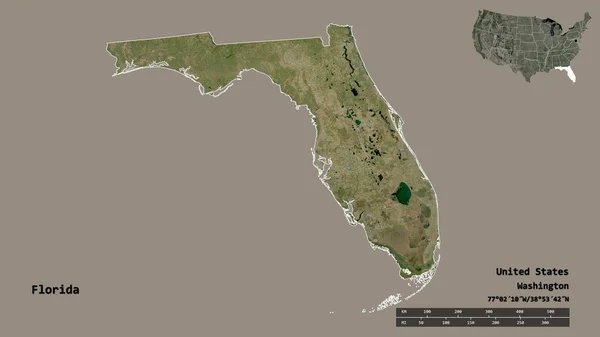 Florida Nın Şekli Birleşik Devletler Anakara Eyaleti Başkenti Sağlam Arka — Stok fotoğraf
