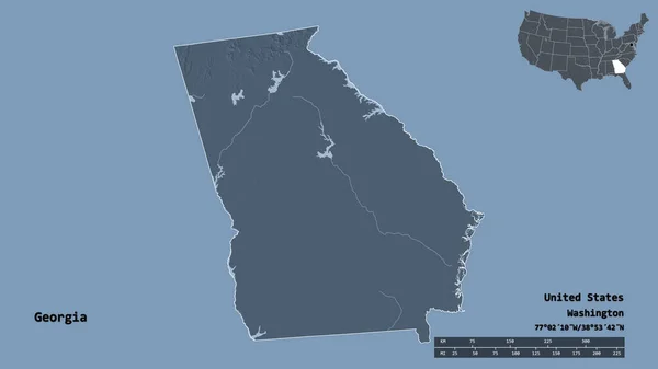 Forma Della Georgia Stato Degli Stati Uniti Continentali Con Sua — Foto Stock
