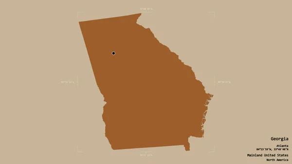Området Georgia Delstaten Usa Isolerat Solid Bakgrund Georefererad Avgränsningsbox Etiketter — Stockfoto