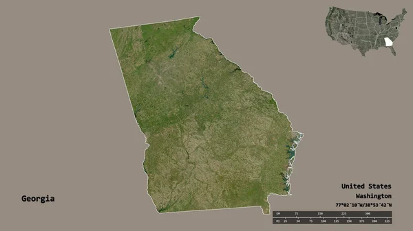 Форма Джорджії Штат Майнленд Своєю Столицею Ізольованою Твердому Тлі Масштаб — стокове фото