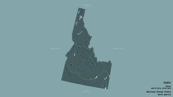 Район Айдахо Штат Континентальная Часть Сша Изолирован Твёрдом Фоне Геометрической — стоковое фото