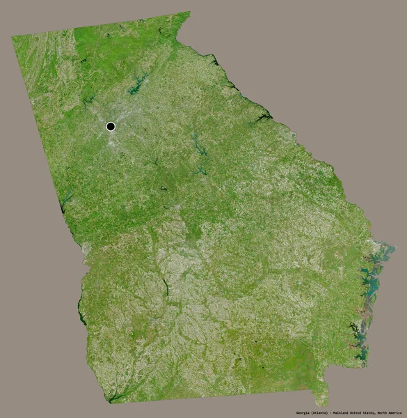 Форма Джорджії Штат Майнленд Столицею Ізольованою Суцільному Колірному Фоні Супутникові — стокове фото