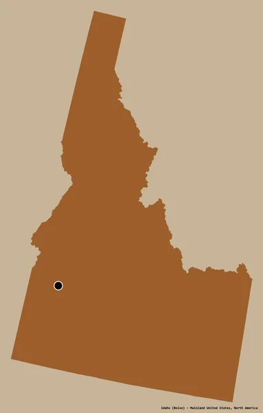 Форма Айдахо Штат Континентальная Соединенные Штаты Своей Столицей Изолированы Прочном — стоковое фото