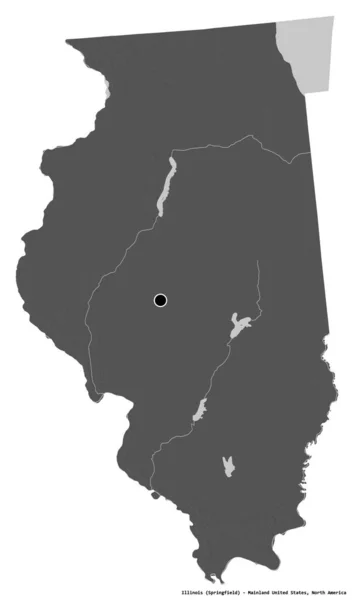 Shape Illinois Staat Mainland Verenigde Staten Met Als Hoofdstad Geïsoleerd — Stockfoto