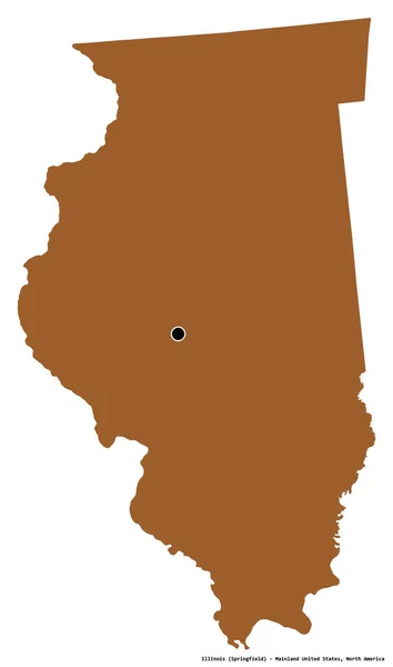 Form Illinois Delstaten Usa Med Dess Huvudstad Isolerad Vit Bakgrund — Stockfoto