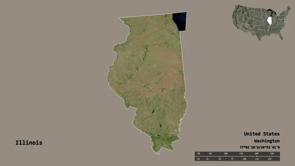 Σχήμα Του Ιλινόις Πολιτεία Της Ηπειρωτικής Αμερικής Την Πρωτεύουσα Της — Φωτογραφία Αρχείου