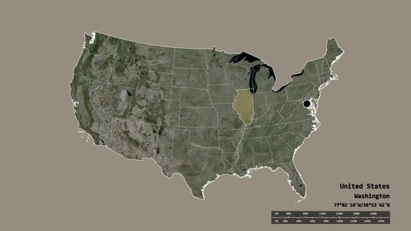 Desaturated Alakja Kontinentális Egyesült Államok Annak Fővárosa Regionális Divízió Szétválasztott — Stock Fotó