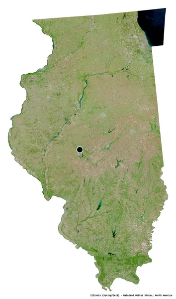 Alakja Illinois Állam Kontinentális Egyesült Államok Tőke Elszigetelt Fehér Alapon — Stock Fotó