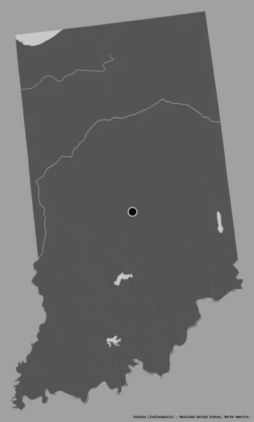 Forma Indiana Estado Continente Estados Unidos Com Sua Capital Isolada — Fotografia de Stock