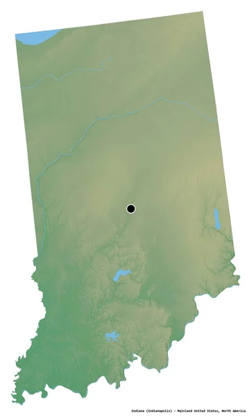 Forme Indiana État Continent Américain Avec Capitale Isolée Sur Fond — Photo