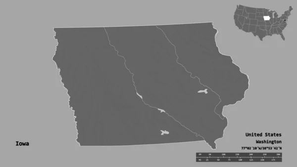 Forme Iowa État Continent Américain Avec Capitale Isolée Sur Fond — Photo