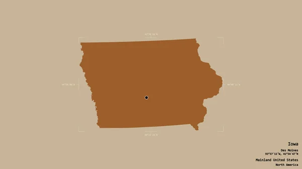 Área Iowa Estado Los Estados Unidos Continentales Aislada Fondo Sólido — Foto de Stock