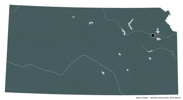 Σχήμα Του Κάνσας Πολιτεία Της Ηπειρωτικής Αμερικής Κεφάλαιό Της Απομονωμένο — Φωτογραφία Αρχείου