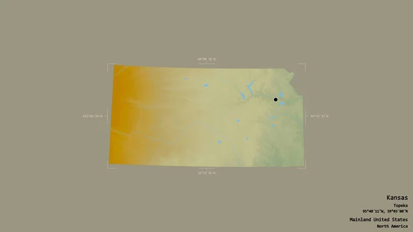 Area Kansas State Mainland United States Isolated Solid Background Georeferenced — Stock Photo, Image