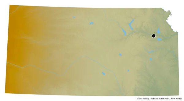 Shape Kansas Staat Mainland Verenigde Staten Met Als Hoofdstad Geïsoleerd — Stockfoto