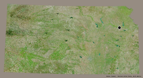 Forma Kansas Estado Continente Estados Unidos Com Sua Capital Isolada — Fotografia de Stock