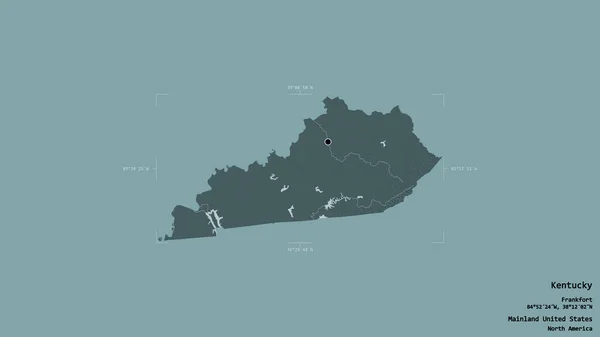 Oblast Kentucky Stát Pevninské Spojené Státy Izolované Pevném Pozadí Georeferencované — Stock fotografie