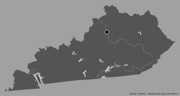 Shape Kentucky Bundesstaat Festland Der Vereinigten Staaten Mit Seiner Hauptstadt — Stockfoto