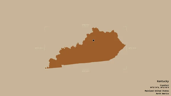 Area Del Kentucky Stato Degli Stati Uniti Continentali Isolata Uno — Foto Stock